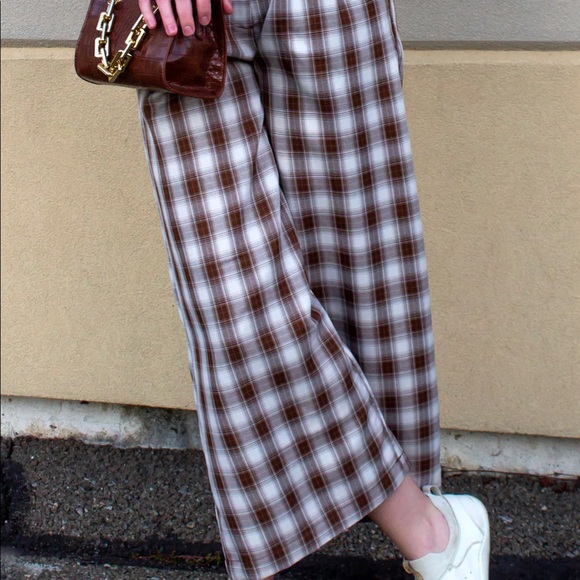 NWT - Plaid Wide Leg Culotte Pants - Picture 2 of 2
